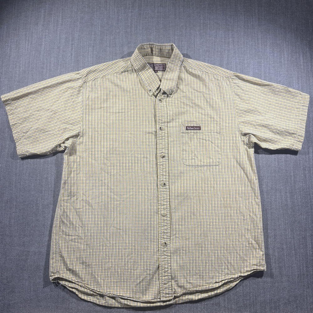 Marlboro Classics Shirt Mens XL Yellow Check Button Down Short Sleeve Casual